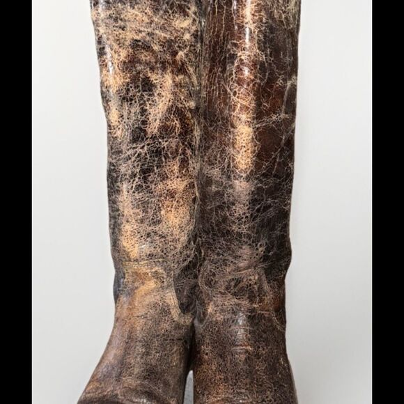 Frye Boots Womens Melissa Button Chocolate  Glazed Distressed Leather Size 6.5R - Picture 2 of 12